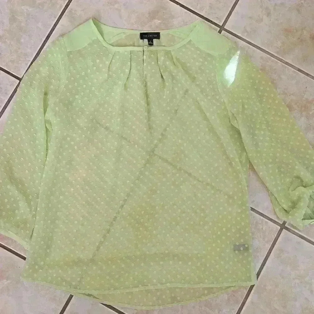 🌻- The Limited Polka Dot Sheer Shirt Green/Mint Black​